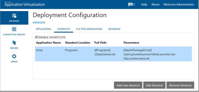 App-V 5 Shortcut Management