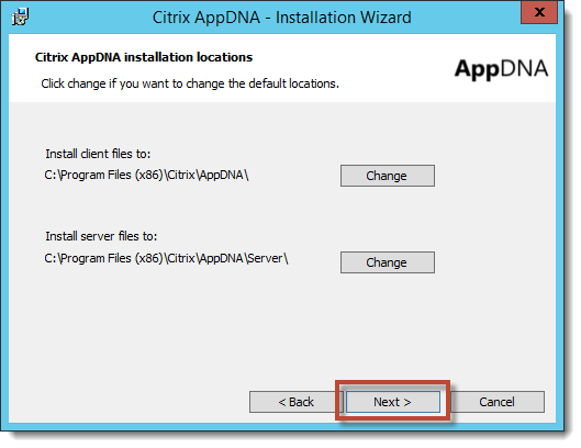 Figure 9: AppDna Installation locations