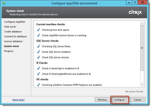 Figure 18 : AppDNA Configuration environment