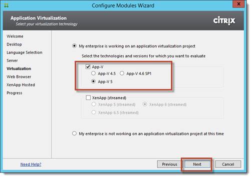 Figure 26 : AppDNA Configuration Modules  Virtualization