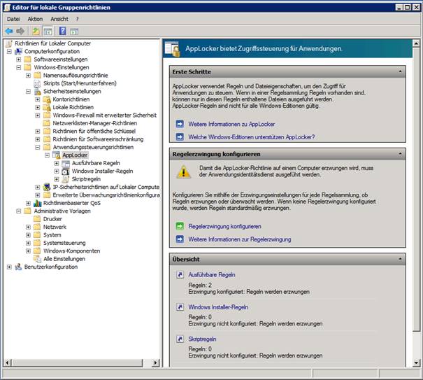 Applocker Gruppenrichtlinien