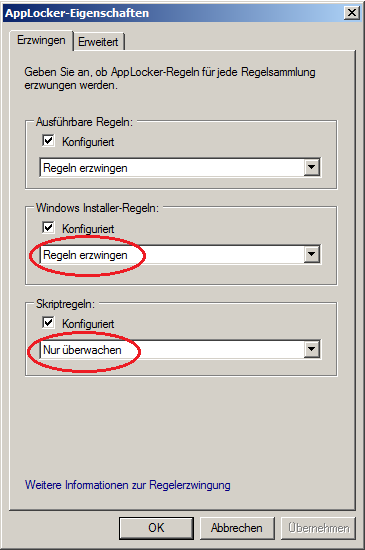 Applocker Regelerzwingung skripte