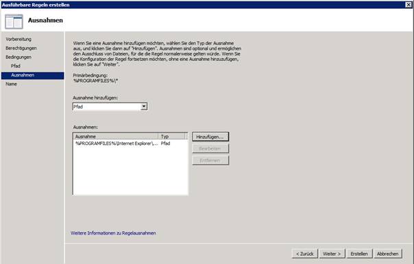 Applocker Ausnahmen