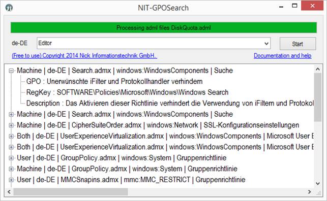 Group Policy Search german